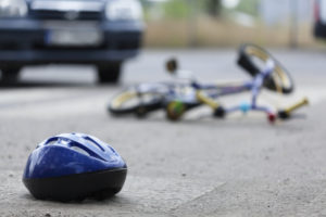 Close-up of a bicycle accident on the city street