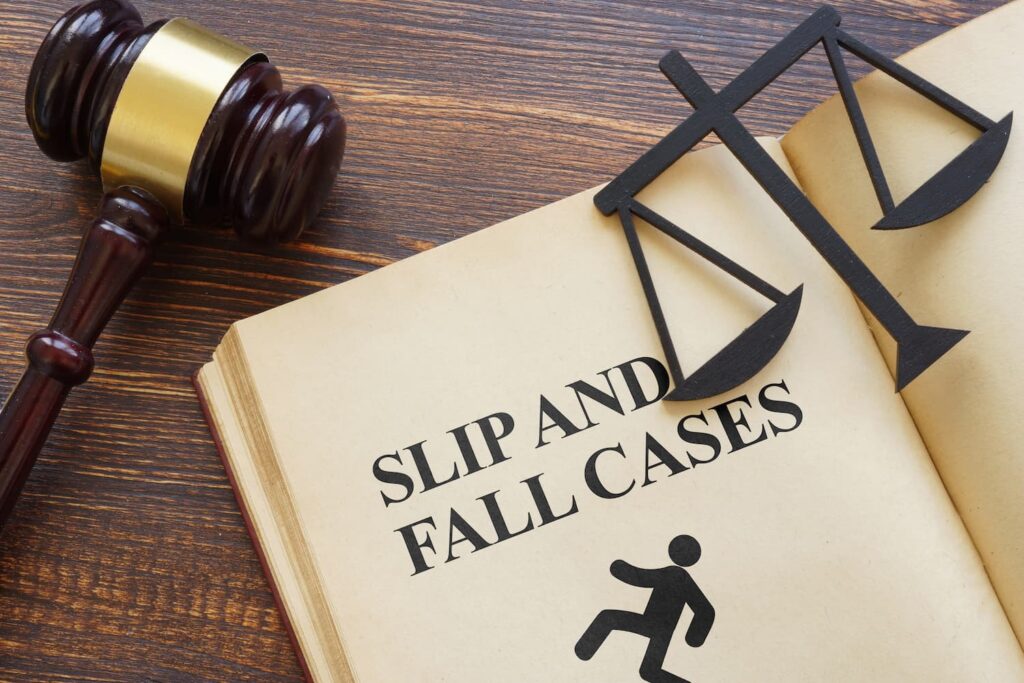 Challenges in Stairway Slip and Fall Claims Under Georgia Law Legal challenges in stairway slip and fall claims showing gavel, scales of justice, and premises liability concept