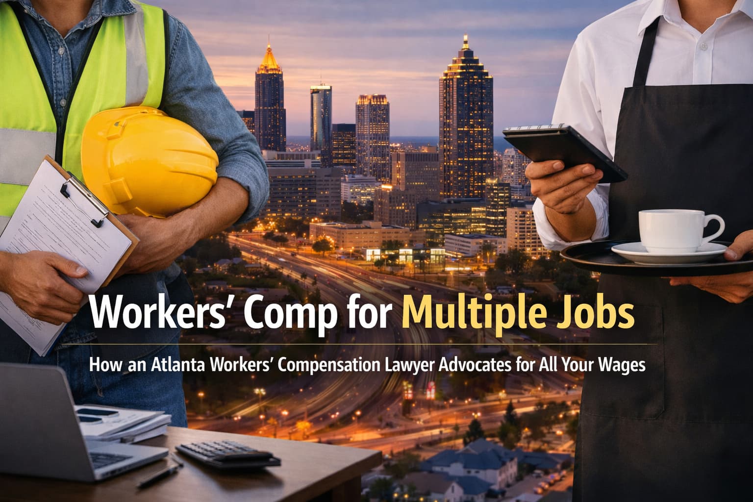 Workers with multiple jobs in Atlanta representing combined wages under Georgia workers’ compensation law without showing faces