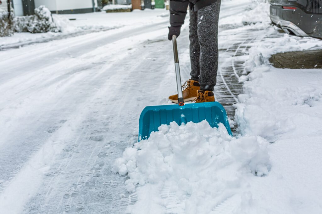 Icy walkway outside an Atlanta property where a winter slip and fall may occur
