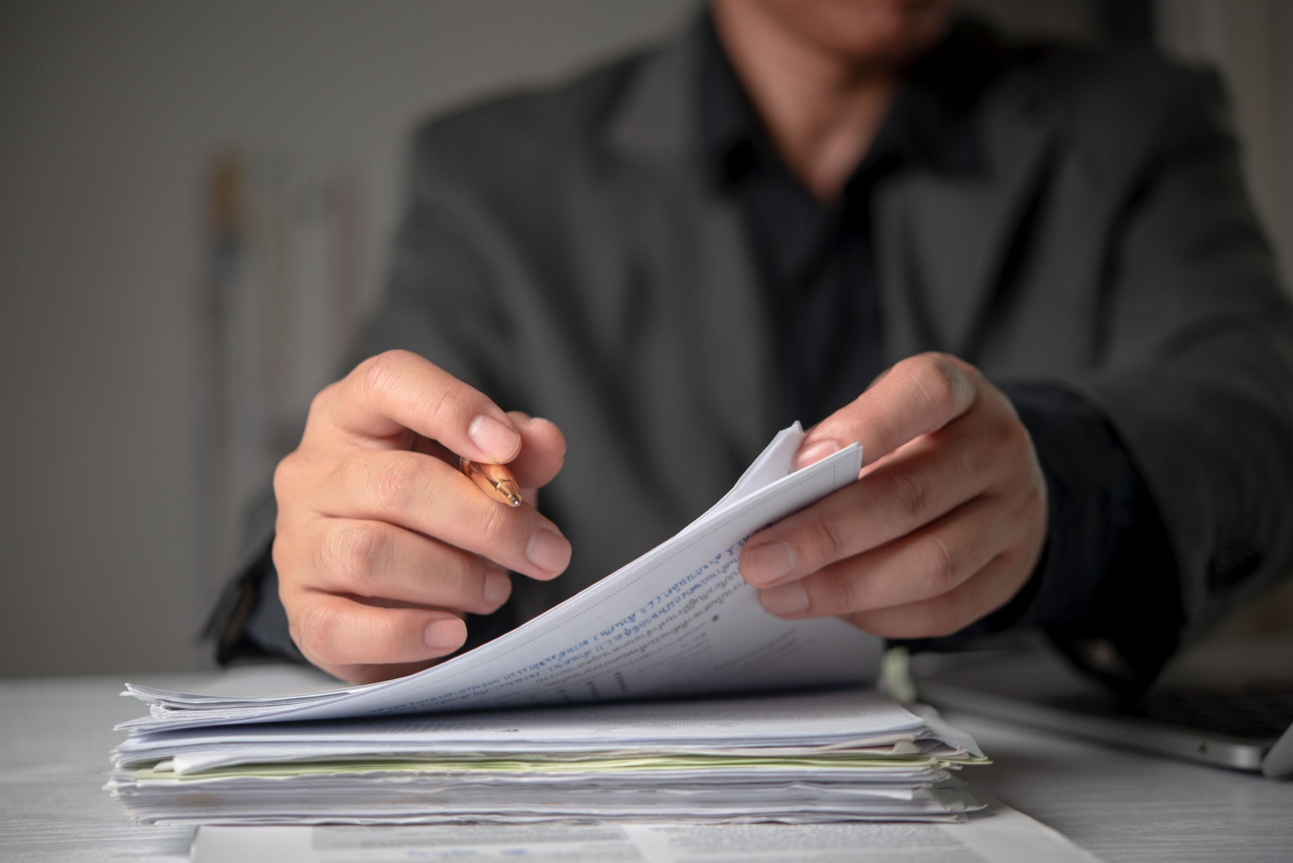 Worker reading a benefits